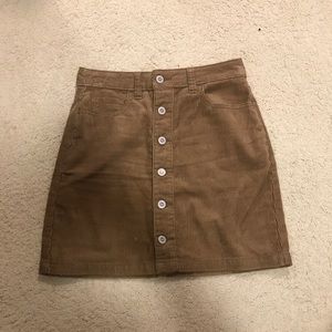 Hollister Corduroy Brown Button Front Skirt